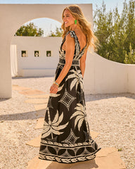 Villa Glamour Cotton Tropical Print Maxi Dress