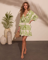 Coastal Aura Paisley Print Drawstring Mini Dress