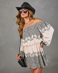 Monrow Paisley Off the Shoulder Mini Dress