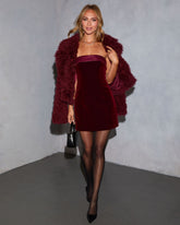 Cider Kiss Strapless Velvet Mini Dress