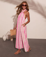Elinna Striped Halter Neck Mini Dress