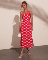 Coastal Charm Polka Dot Midi Dress