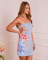 Modern Blooms Floral Denim Mini Dress