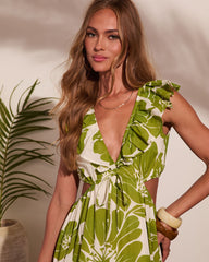Poppy Paradise Tropical Floral Cut Out Maxi Dress