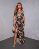 Softest Yes Printed Off The Shoulder Maxi Dress
