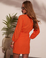 Roselynne Gingham Wrap Tie Mini Dress