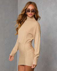 Campfire Cocoa Turtleneck Mini Sweater Dress