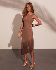 Elinor Linen Blend Asymmetric Fringe Hem Mini Dress