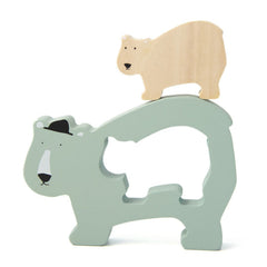 Trixie Babypuzzle Herr Eisbär aus Holz – zweiteiliges Tierpuzzle mit Eisbärmotiv zur Förderung von Zuordnung und Fantasie