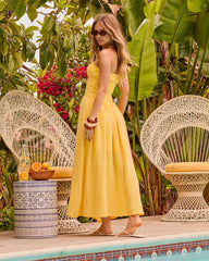 Sunset Arrival Strapless Cotton Maxi Dress