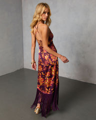 Jameliah Printed Fringe Midi Dress