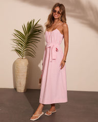 Coastal Daydream Striped Waist Tie Maxi Dress