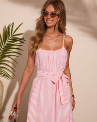 Coastal Daydream Striped Waist Tie Maxi Dress