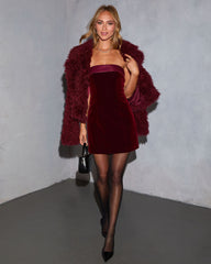 Cider Kiss Strapless Velvet Mini Dress
