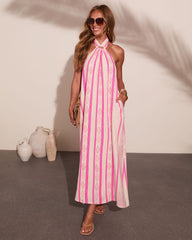 Elinna Striped Halter Neck Mini Dress