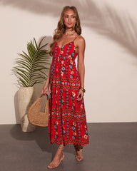 Wildflower Whisper Linen Blend Floral Maxi Dress