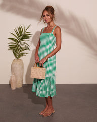 Summer Loving Gingham Print Midi Dress