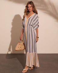 Paradise Glow Striped Kaftan Maxi Dress