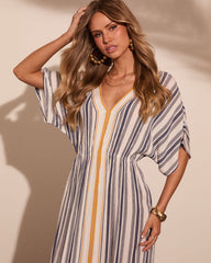 Paradise Glow Striped Kaftan Maxi Dress