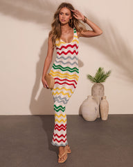 Gerie Knit Chevron Print Cover Up Maxi Dress