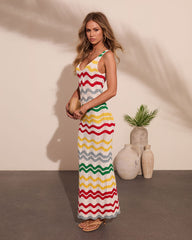 Gerie Knit Chevron Print Cover Up Maxi Dress