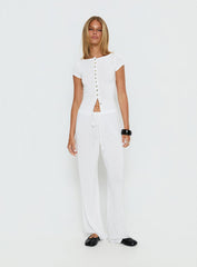 Angellina Jersey Button Down Top White