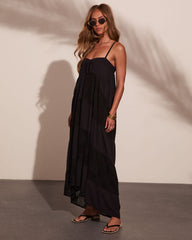 Evening Plans Crochet Panel High Low Maxi Dress