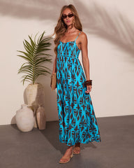 Tidewater Glow Geometric Print Maxi Dress