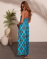 Tidewater Glow Geometric Print Maxi Dress