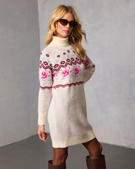 Frost Meadow Abstract Mini Sweater Dress