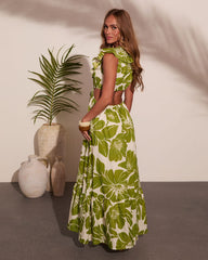 Poppy Paradise Tropical Floral Cut Out Maxi Dress