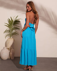 Saltwater Crush Tiered Halter Neck Maxi Dress