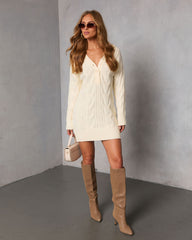 Solvayne Cable Knit Mini Sweater Dress