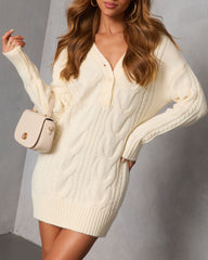 Solvayne Cable Knit Mini Sweater Dress