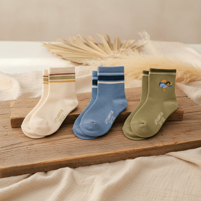Little Dutch Little Farm Babysocken Grün Creme Blau im 3er-Pack Größe 17–19