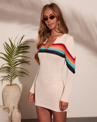 Norien Open Knit Color Block Cover Up Mini Dress