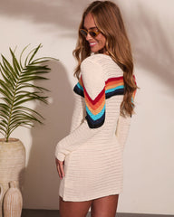 Norien Open Knit Color Block Cover Up Mini Dress