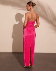 Moonlit Riviera Pleated Satin Corset Maxi Dress