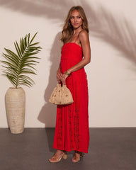 Coastal Elegance Cotton Crochet Maxi Dress