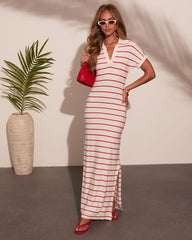 Endless Afterglow Striped Knit Maxi Shirt Dress