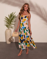 Sunset Reservation Abstract Print Maxi Dress