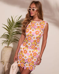 Blooming Coast Floral Crochet Cover Up Mini Dress