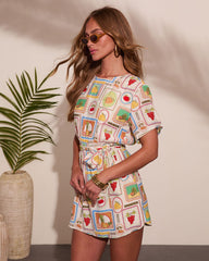 Berry Beachy Fruit Postage Stamp Print Mini Dress