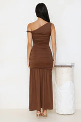 Forever Style Off Shoulder Maxi Dress Chocolate