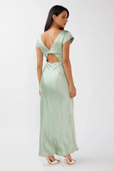 Lucinda V-Neck Twist Back Midi Dress Sage