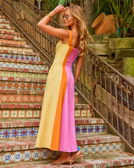 Glory Days Linen Blend Color Block Maxi Dress