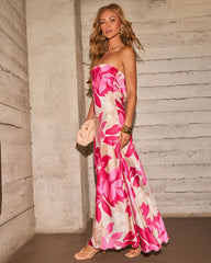 Sun Meadow Strapless Tropical Floral Maxi Dress