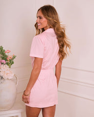 Dayglow Charm Striped Cotton Mini Shirt Dress
