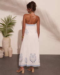 Kirby Abstract Shell Print Halter Neck Maxi Dress