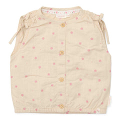 Ärmellose Little Dutch Bluse Sand Fairy Garden mit Blumen und gesmokten Details